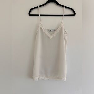 ZARA Lace-Trim Ivory Cami Tank - Small